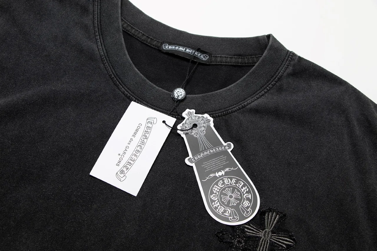 P170 Chrome Hearts Chrome Hearts Embroidered Washed Short Sleeves Size: SMLXL Color: Washed Black